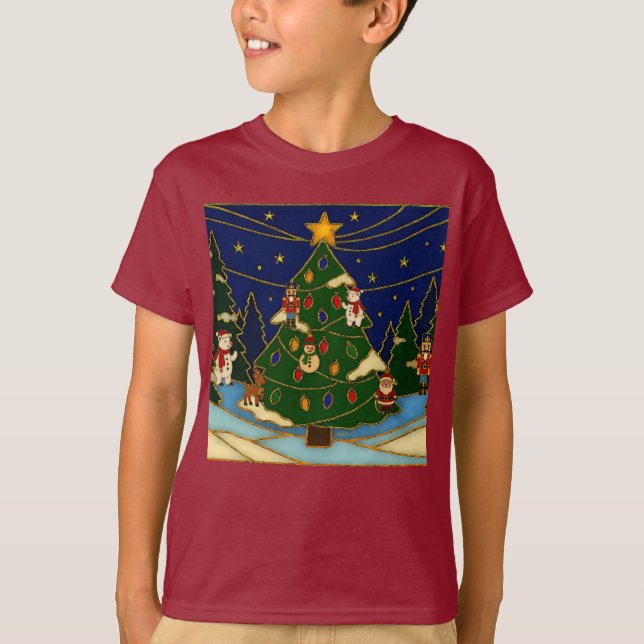 Cloisonne Art Whimsical Forest Classic Christmas  T-Shirt (Front)