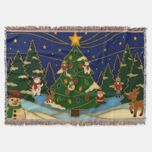 Cloisonne Art Whimsical Forest Classic Christmas Throw Blanket
