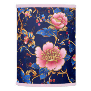 Cloisonné blue pink floral lamp shade