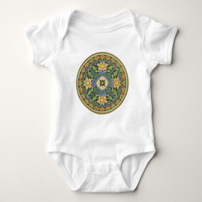 Cloisonne China Patter Asian Oriental Baby Bodysuit (Front)