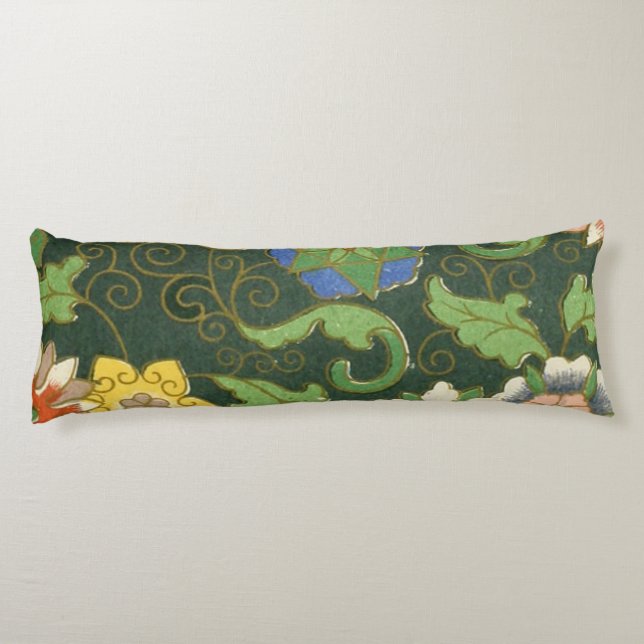 Cloisonne China Patter Asian Oriental Body Pillow (Back)