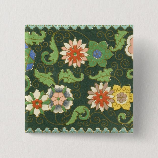 Cloisonne China Patter Asian Oriental Button (Front)