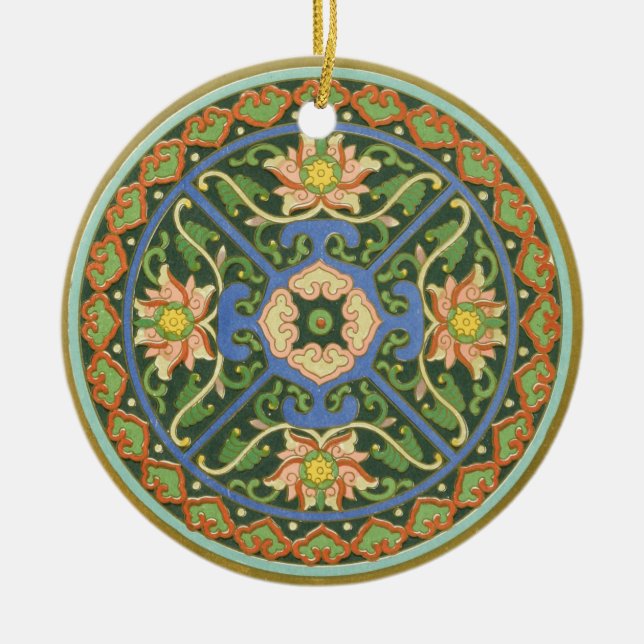 Cloisonne China Patter Asian Oriental Ceramic Ornament (Front)