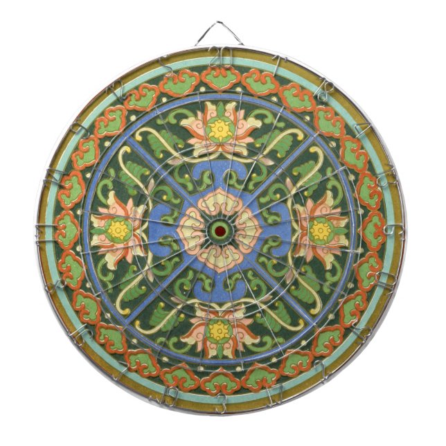 Cloisonne China Patter Asian Oriental Dart Board (Front)