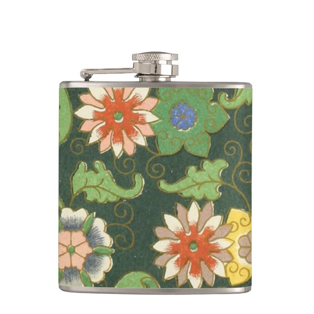 Cloisonne China Patter Asian Oriental Flask (Front)