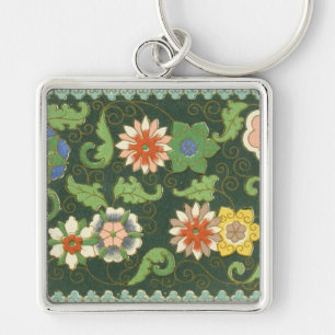 Cloisonne China Patter Asian Oriental Keychain