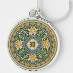 Cloisonne China Patter Asian Oriental Keychain