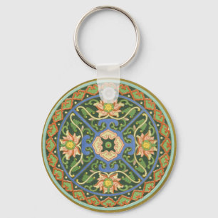 Cloisonne China Patter Asian Oriental Keychain