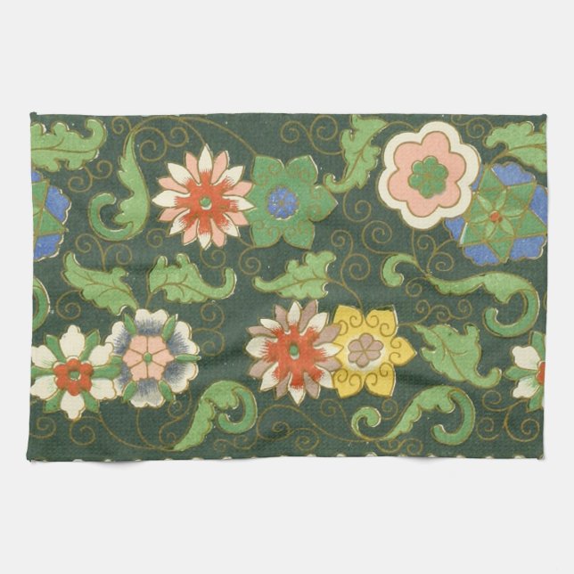 Cloisonne China Patter Asian Oriental Kitchen Towel (Horizontal)