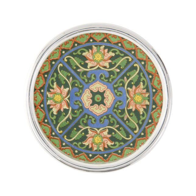 Cloisonne China Patter Asian Oriental Lapel Pin (Front)