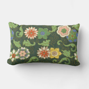 Cloisonne China Patter Asian Oriental Lumbar Pillow