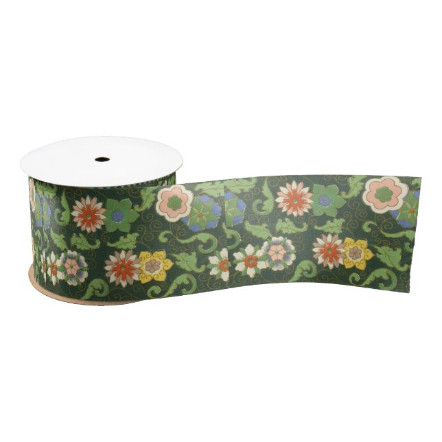 Cloisonne China Patter Asian Oriental Satin Ribbon (Spool)