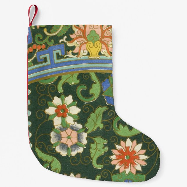 Cloisonne China Patter Asian Oriental Small Christmas Stocking (Front)