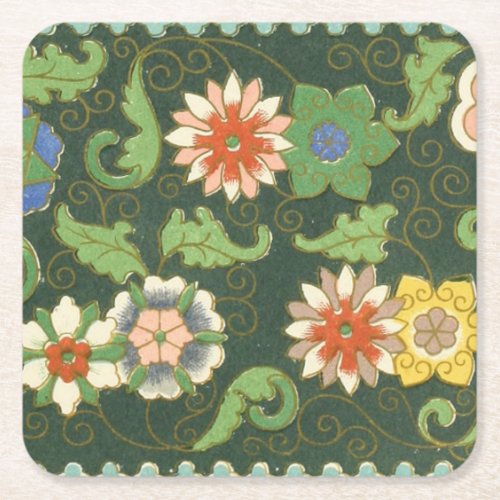 Cloisonne China Patter Asian Oriental Square Paper Coaster