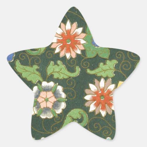 Cloisonne China Patter Asian Oriental Star Sticker