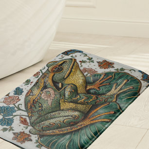 Cloisonne Frog on Lily Pad Bath Mat