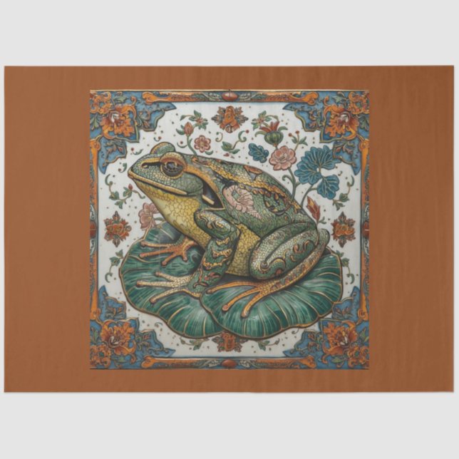 Cloisonne Frog on Lily Pad Tissue & Decoupage Pape Tissue Paper (Front)