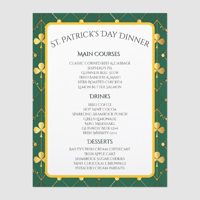 Cloisters of Cloverlight Menu (Front)
