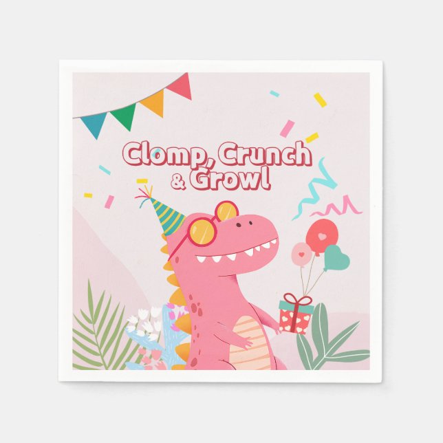 Clomp, Crunch & Growl! Dinosaur Party Napkins (Front)
