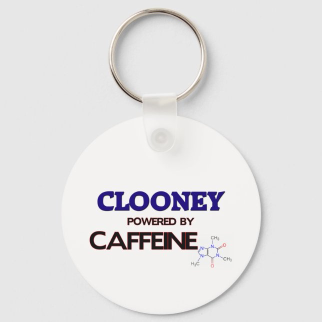 Clooney powered by caffeine keychain (Front)