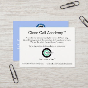 Close Call Academy Info Business Card