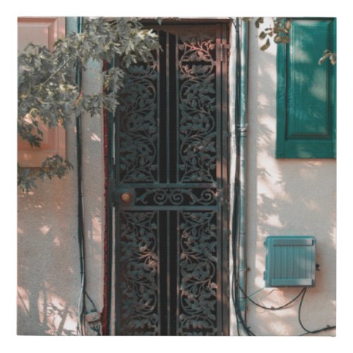 CLOSE GREEN WROUGHT IRON SECURITY DOOR FAUX CANVAS PRINT