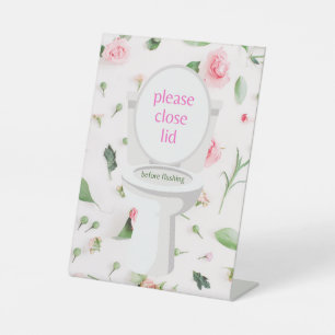 Close Lid Before Flushing - Self-Standing Sign