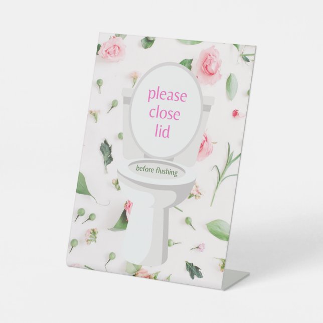 Close Lid Before Flushing - Self-Standing Sign (Front)