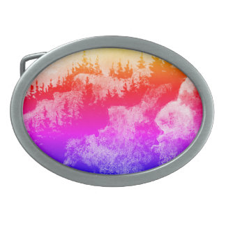 Close orbit moon rises over alien world belt buckl belt buckle
