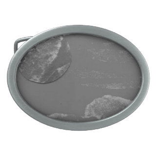 Close orbit moon rises over alien world belt buckl buckle