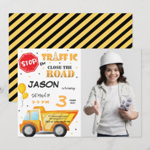 Close the Road Construction Photo Invitation