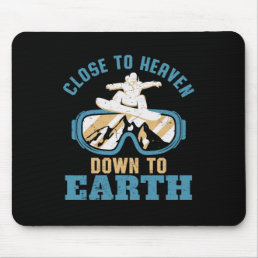 Close To Heaven Funny Vintage Retro Snowboarding Mouse Pad