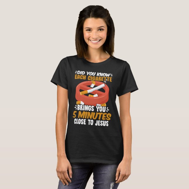 Close To Jesus No Tobacco Day Anti Cigarettes Ant T-Shirt, Women's, Size: Small, Black