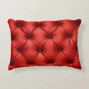 Close up background texture of scarlet red capiton accent pillow
