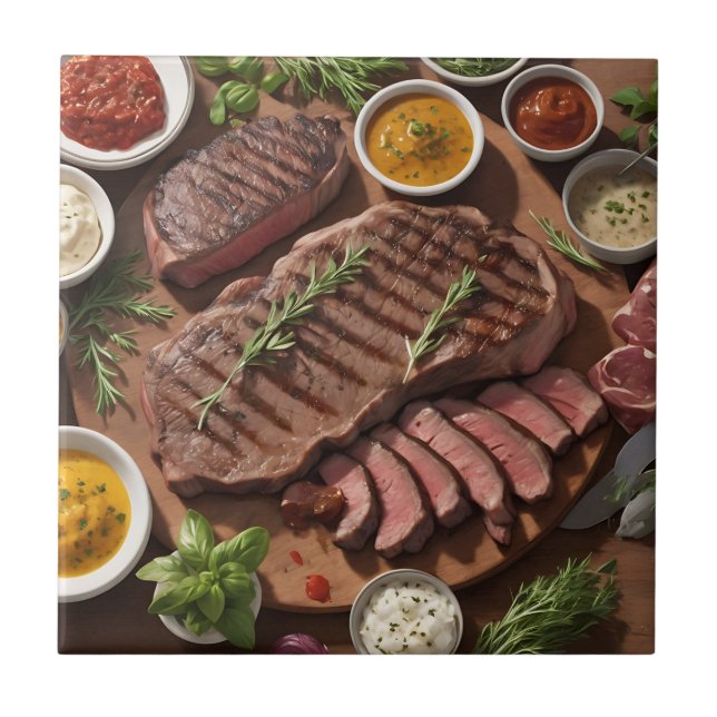 Close Up Barbecue Ingredients Ceramic Tile (Front)