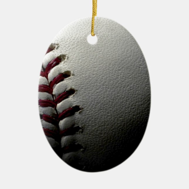 Close-up Baseball Ceramic Ornament (Front)