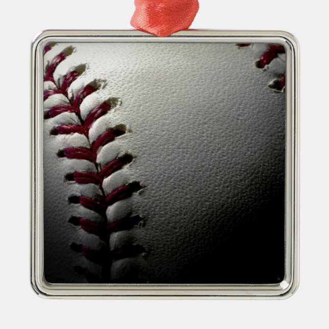 Close-up Baseball Metal Ornament (Front)