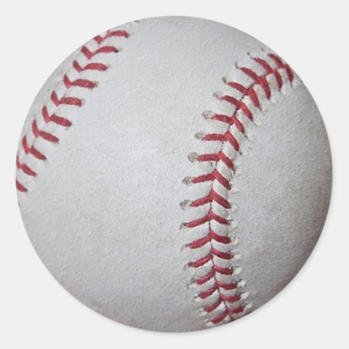 Close_up Baseball Surface Classic Round Sticker