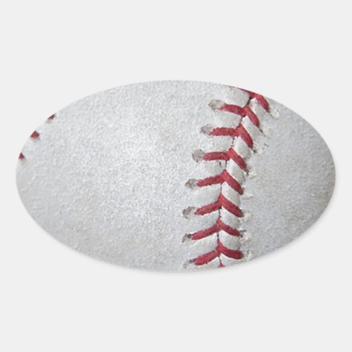 Close_up Baseball Surface Oval Sticker