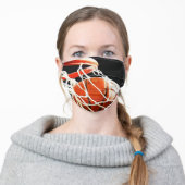 Close-up Basketball in Hoop Sports Art Adult Cloth Face Mask (Worn)