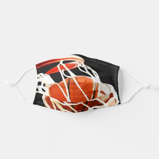 Close-up Basketball in Hoop Sports Art Adult Cloth Face Mask (Front, Unfolded)