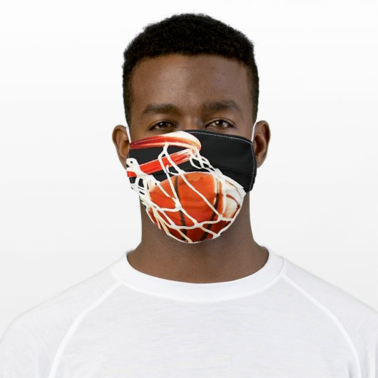 Close-up Basketball in Hoop Sports Art Adult Cloth Face Mask (Worn)