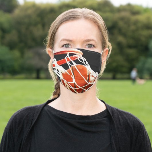 Close-up Basketball in Hoop Sports Art Adult Cloth Face Mask (Outside)