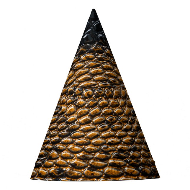 Close-up black snake skin texture party hat (Front)