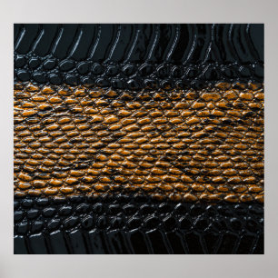 Close-up black snake skin texture poster