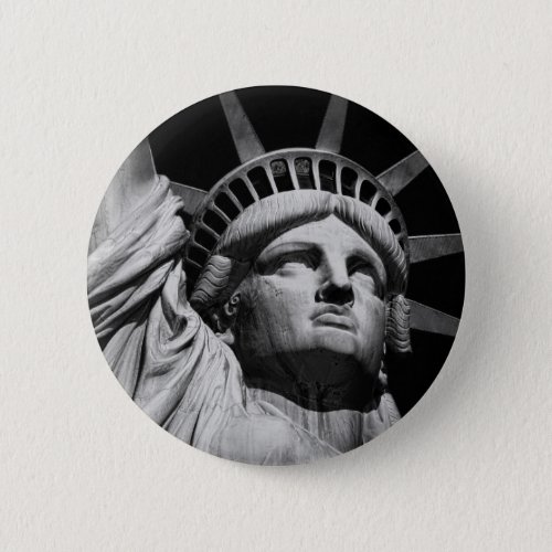 Close_up Black White Statue of Liberty New York Button