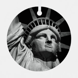 Close-up Black White Statue of Liberty New York Christmas Ornament