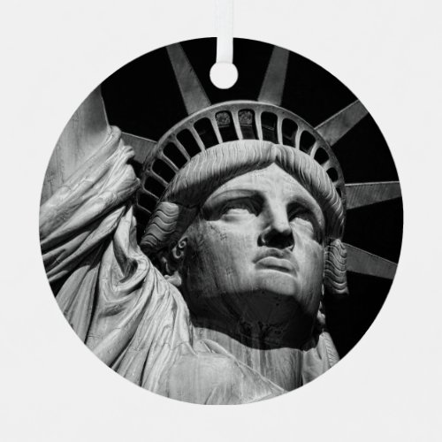 Close_up Black White Statue of Liberty New York Christmas Ornament