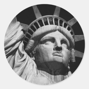 Close-up Black White Statue of Liberty New York Classic Round Sticker