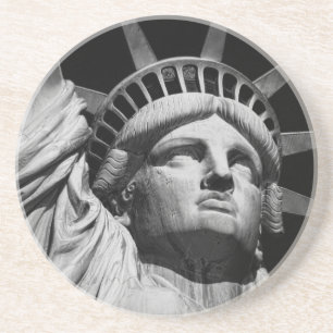 Close-up Black White Statue of Liberty New York Drink Coaster